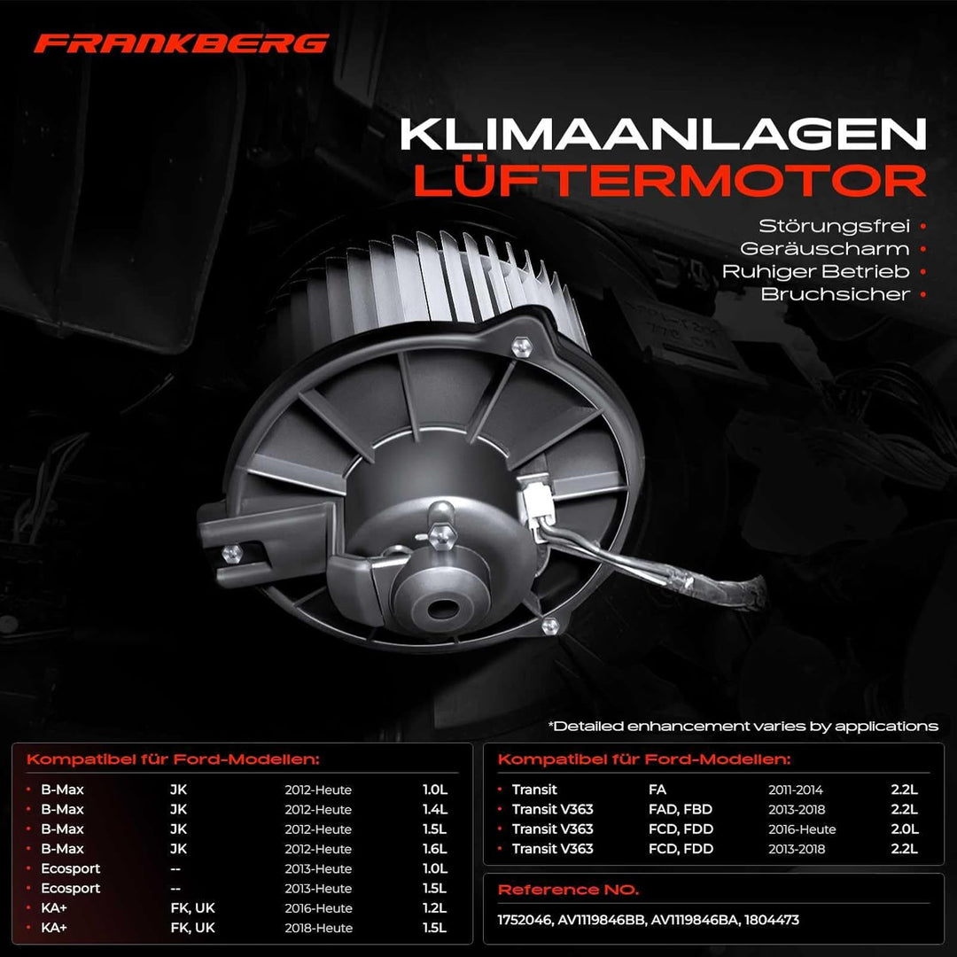Frankberg Heizungsgebläse Gebläsemotor Kompatibel mit B-Max 2012-2021 Ecosport 2013-2021 KA+ 2016-20
