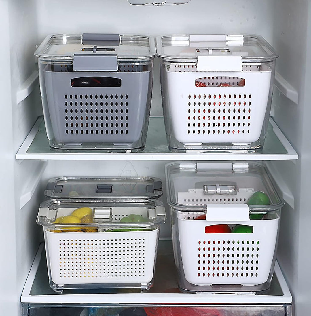 Spesh Frischhaltedosen Set Kühlschrank Organizer Vorratsdosen 3er-Set (2L+4L+5.8L) Kunststoff Kühlsc