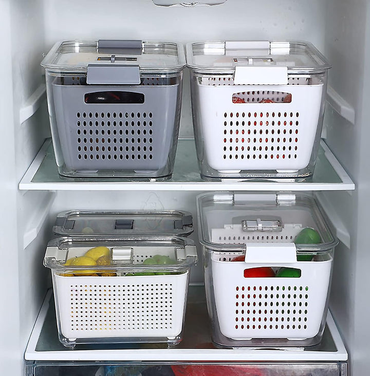 Spesh Frischhaltedosen Set Kühlschrank Organizer Vorratsdosen 3er-Set (2L+4L+5.8L) Kunststoff Kühlsc