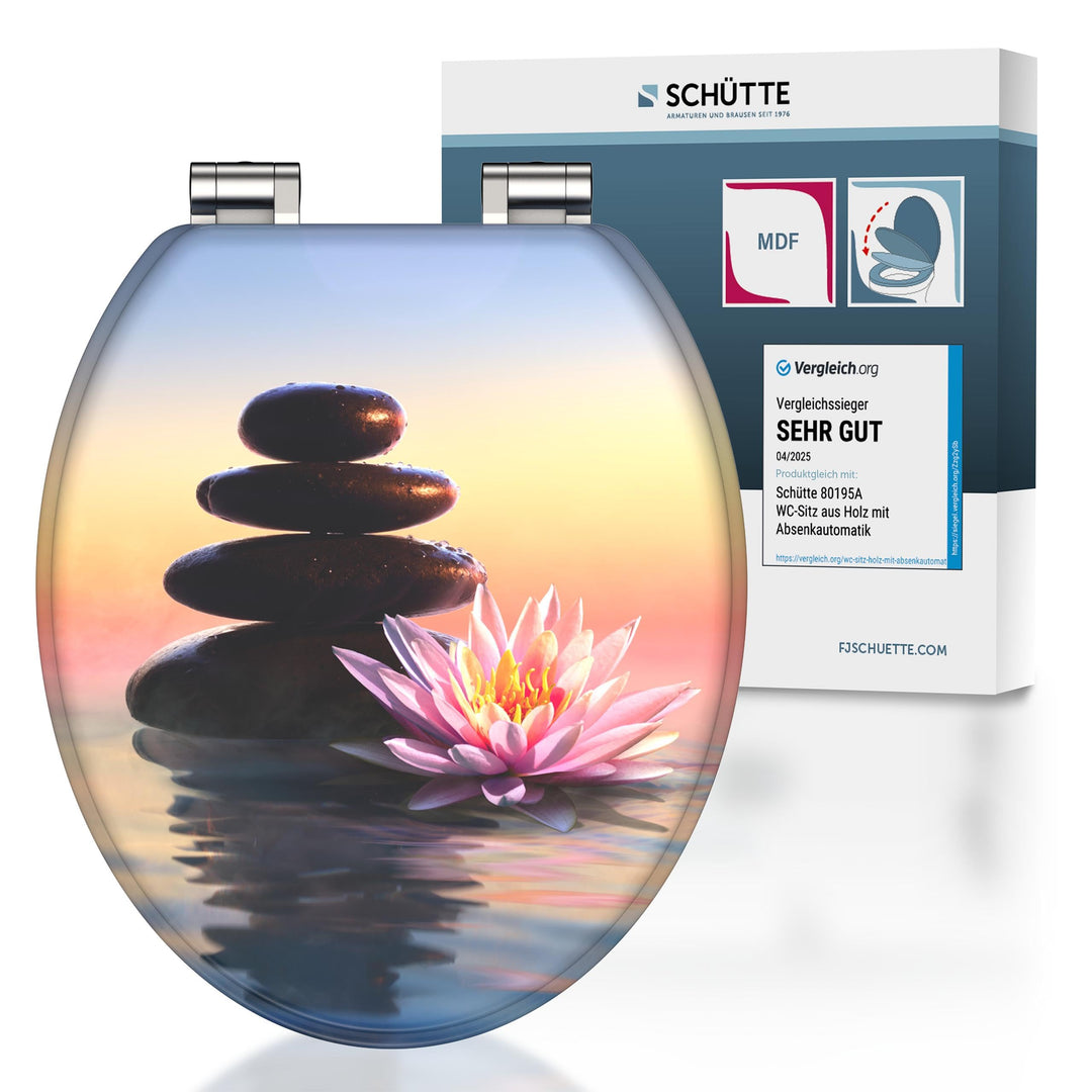 SCHÜTTE WC-Sitz SUNSET mit Absenkautomatik aus Holz | Toilettensitz mit Klodeckel | Holzkern Toilett