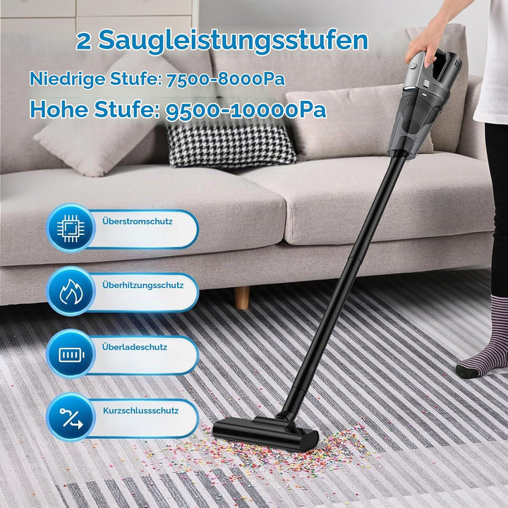 Yontwe Autostaubsauger 120W Handstaubsauger akku 7500-10000PA Handstaubsauger stark 2 Gänge einstell