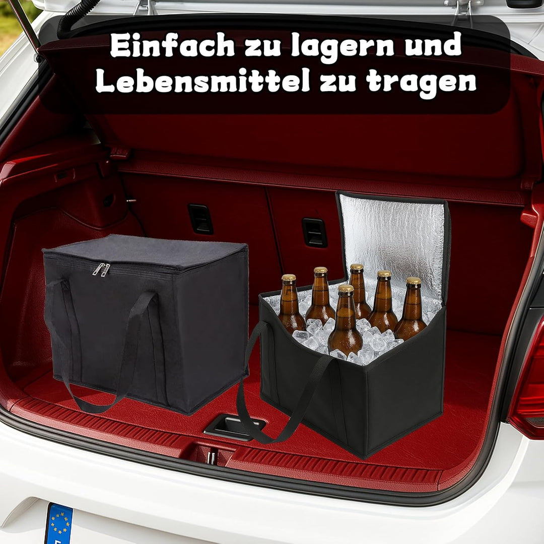 2 Stück Isolierte Kühltasche 35L Faltbar, Wiederverwendbar, Auslaufsicher & Wasserdicht Picknicktasc