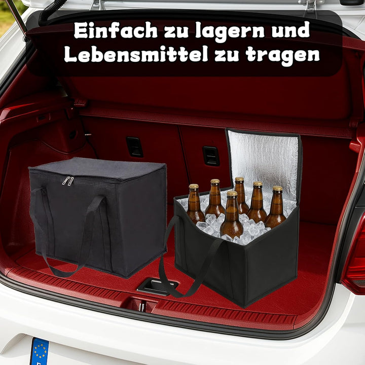 2 Stück Isolierte Kühltasche 35L Faltbar, Wiederverwendbar, Auslaufsicher & Wasserdicht Picknicktasc