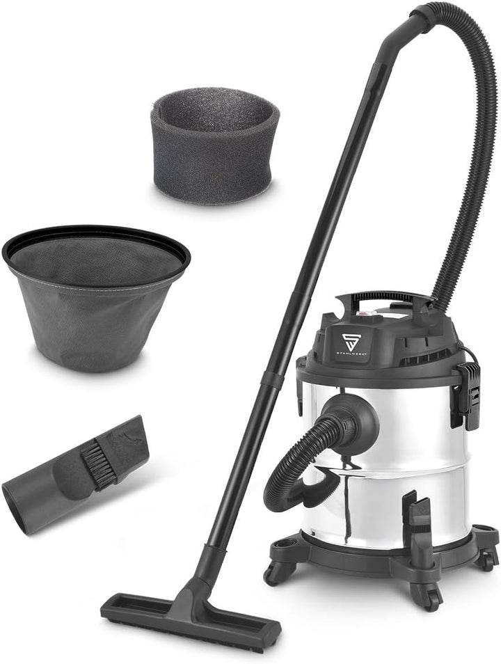 STAHLWERK Nass- und Trockensauger VCL-1200 ST – 1200 W Werkstattsauger mit 20 l Metallbehälter, Stau