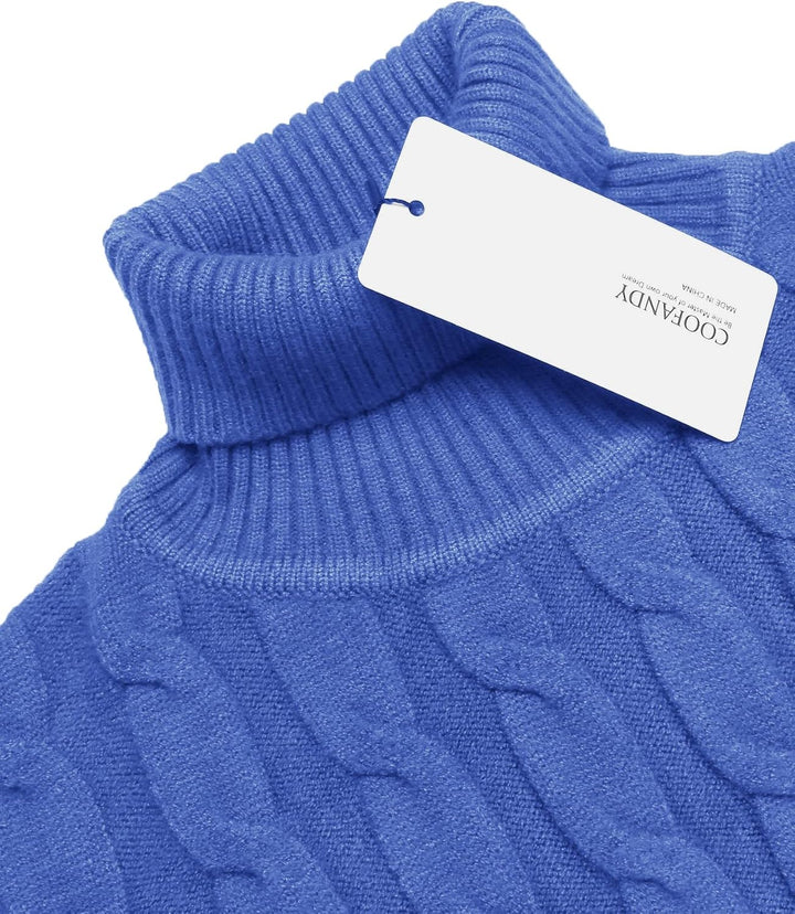 COOFANDY Herren Rollkragen Pullover Basic Strickpullover Zopfmuster Sweatershirt Männer Pullover Swe