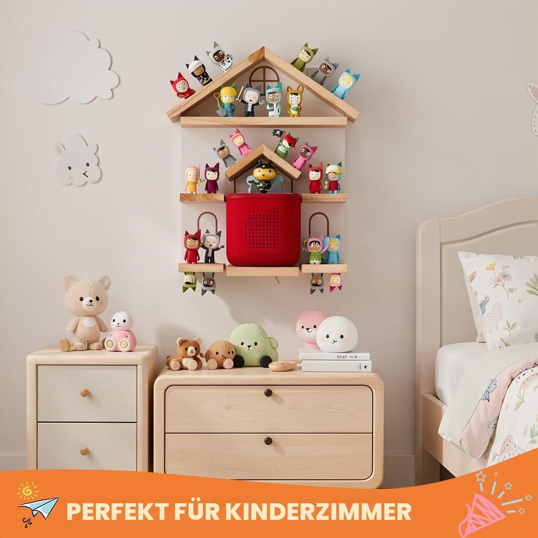 Gieanoo Weiss Tonie Regal, Haus-Form Magnet Schwimmende Wand Regal, Kiefer Holz Organizer Kompatibel
