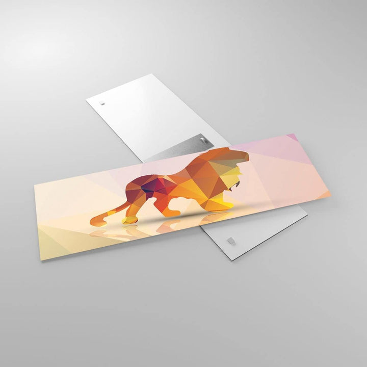 Panorama Bilder auf Glas Löwe Illustration modern Glasbild 90x30cm Wandbilder Dekoration Wohnzimmer