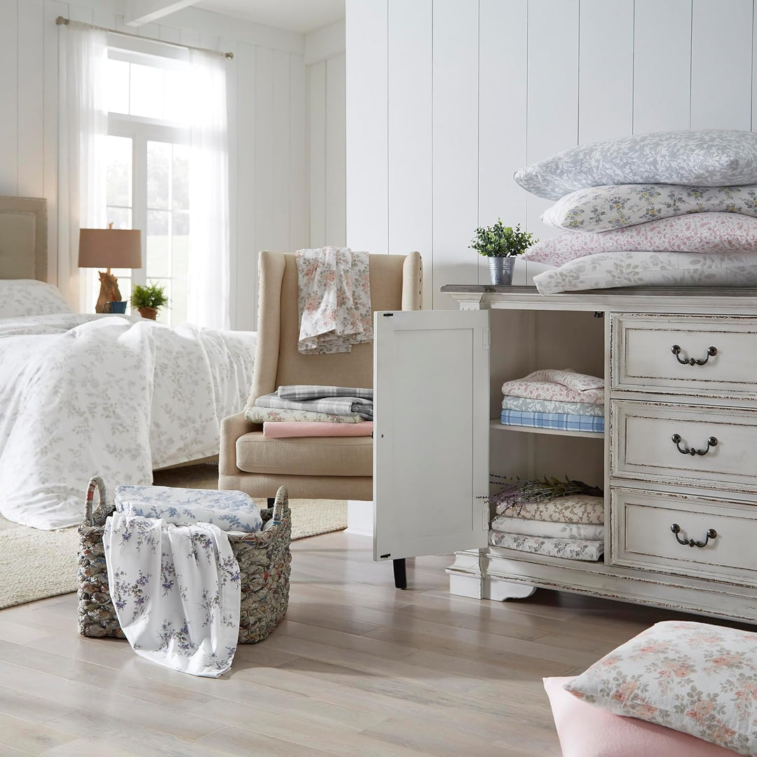 Laura Ashley Home - King-Size-Bettlaken, Baumwoll-Flanell-Bettwäsche-Set, gebürstet für zusätzliche