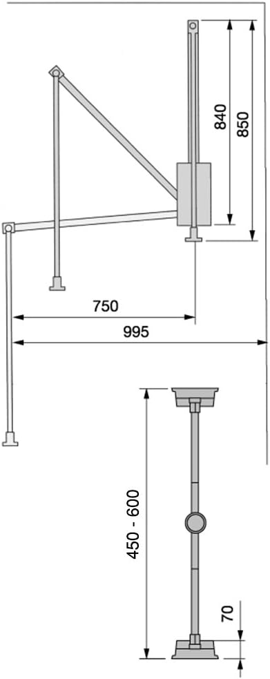 Emuca - Kleiderlift für Schrank, Ausziehbarer Kleiderlift 450-600mm Breite, Schrankinnenseiten Monta