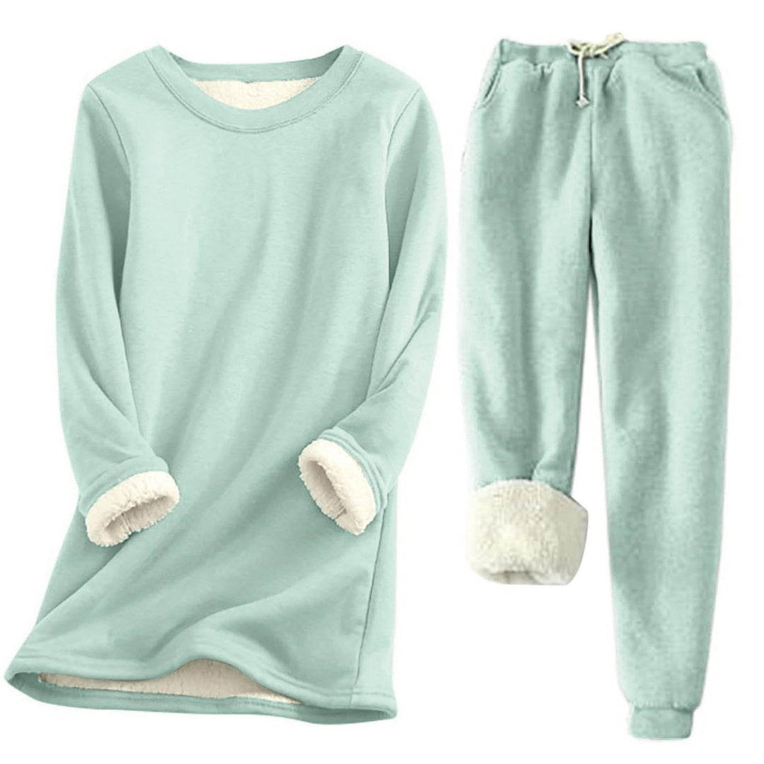 Lange Unterhosen Herren bequem, lässig, einfarbig, Rundhalsausschnitt, langärmelig, plus Fleece-Bott