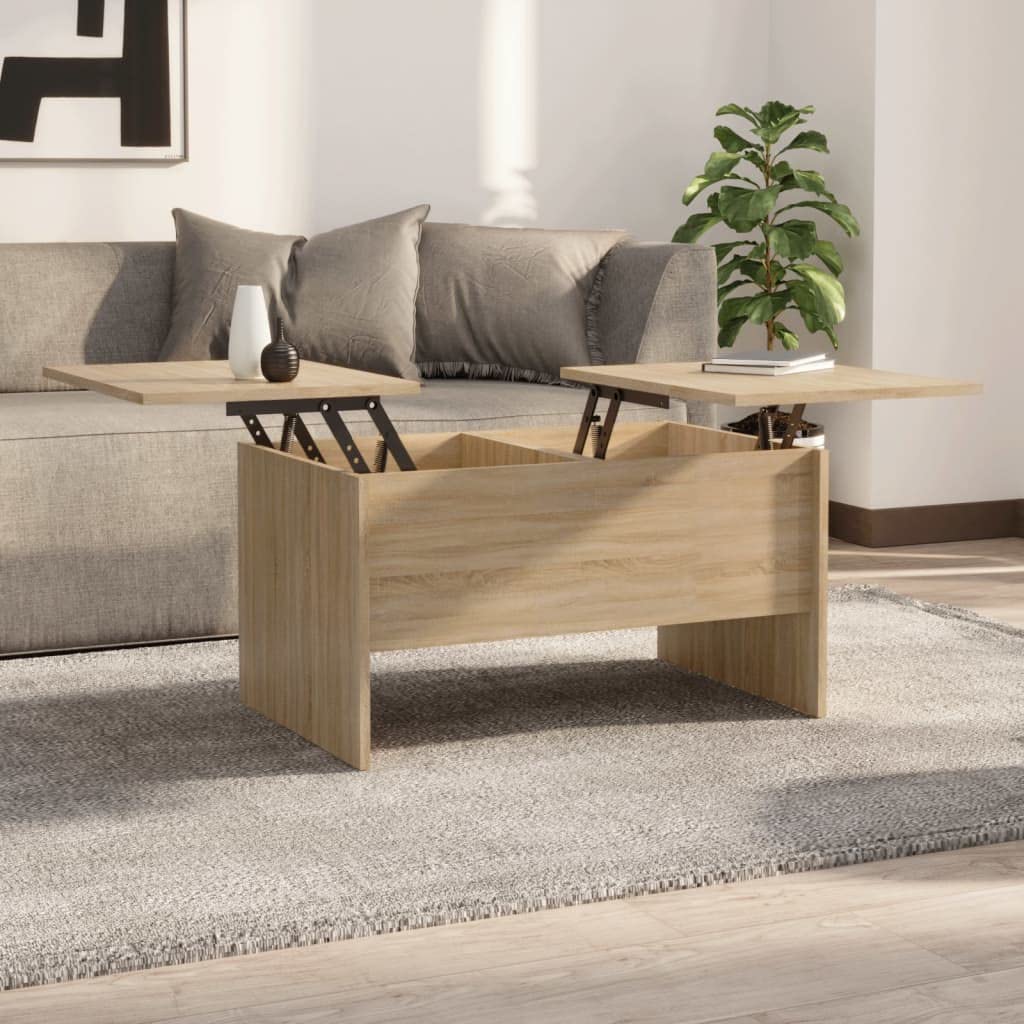 FIRBNUS 80x50x42,5 cm Couchtisch Höhenverstellbar Kleiner Beistelltisch Wohnzimmertisch Modern Stilv