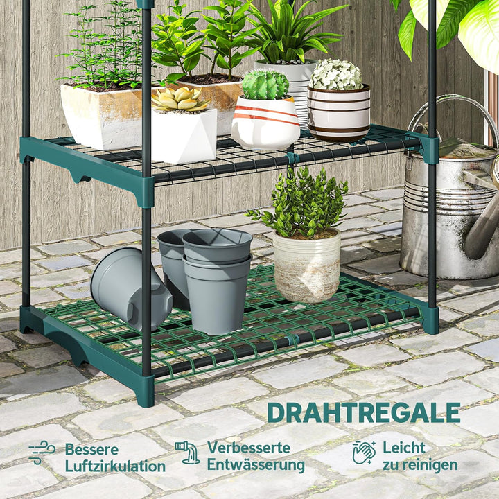 Outsunny 4-Etagen Pflanzenständer, 105 cm hoch Blumenständer für Innen Aussen, Pflanzenregal aus Sta