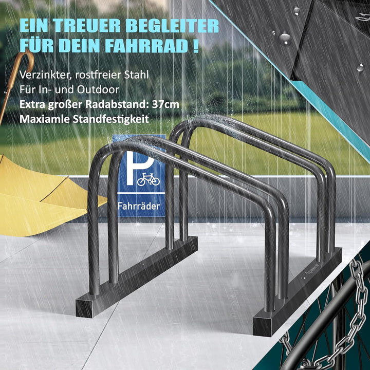 KESSER® Fahrradständer für 4 Fahrräder inkl. Parkschild | Mehrfachständer mit 37cm Radabstand für 30