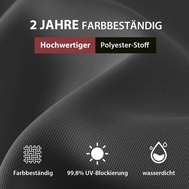 Sekey® 180×130cm Sonnenschirm für Balkon, Terrasse& Garten,Windfest Kippbar Grau UPF 50+ Rechteckig