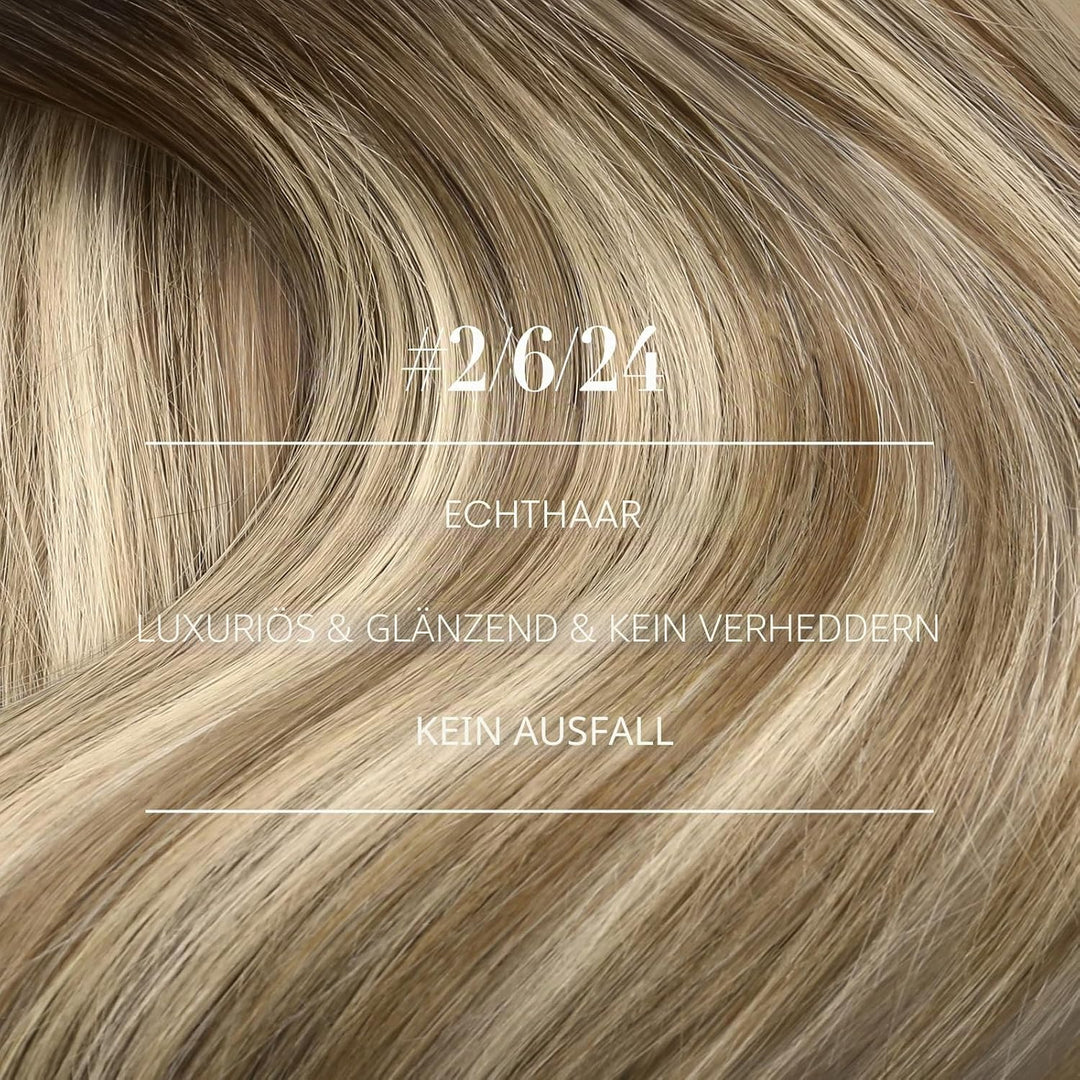 YoungSee Tressen Echthaar Balayage Echthaar Tressen zum Einnahen Braun Balayage Blond Weave Extensio