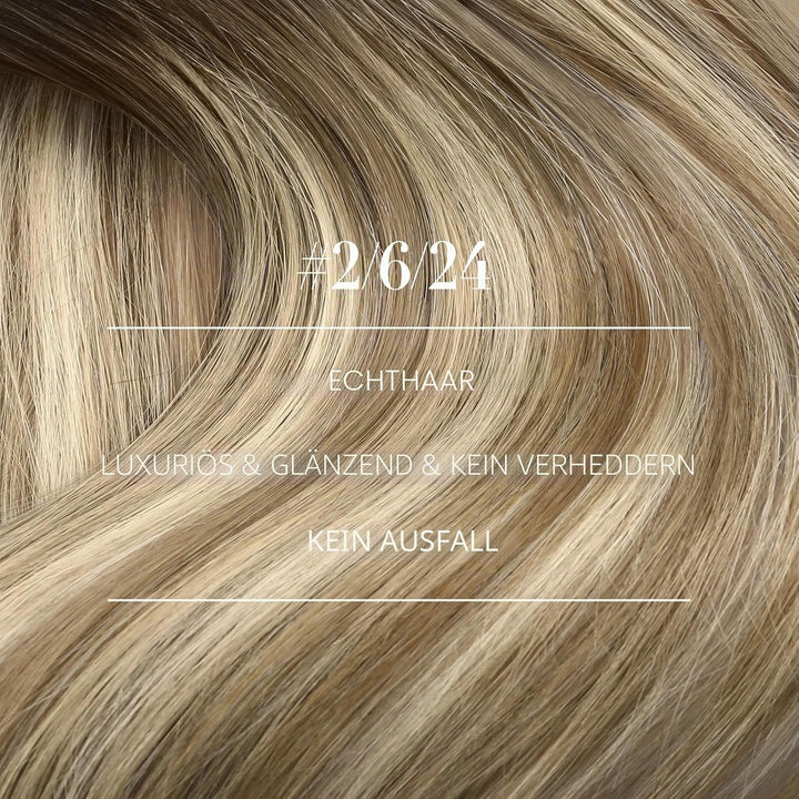 YoungSee Tressen Echthaar Balayage Echthaar Tressen zum Einnahen Braun Balayage Blond Weave Extensio