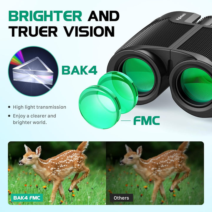 Kylietech Kompakt Fernglas 12x25, Leichtes Ferngläser für Erwachsene und Kinder, FMC Multi-Coated Op