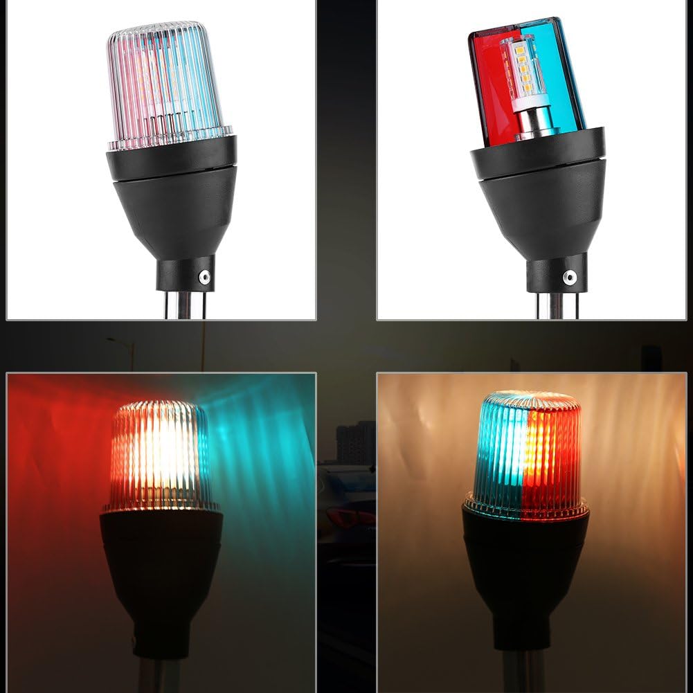 Keenso Marine Positionslichter, 12V 2,5W LED-Navigationsleuchte Marine Ankerlicht Küstenlinie Rot/We