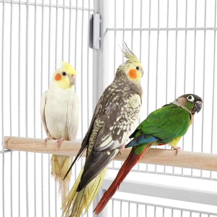 Yaheetech Vogelkäfig Vogelvoliere mit Tür und Rollen Vogelhaus für Nymphensittiche, Papageien Weiss,