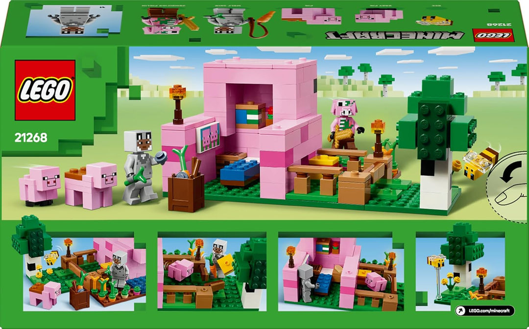 LEGO Minecraft Das Babyschwein-Haus, Set zum Videospiel mit Tierfiguren, Bauspielzeug mit Zombie-Pig