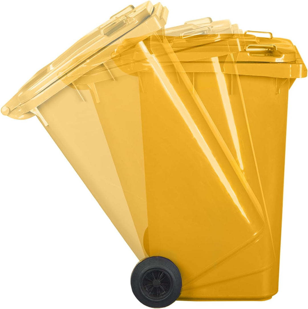 Jestic Mülltonne 240 Liter gelb mit Gummirädern, für Mülltrennung, Recycling innen aussen, EN840, ge