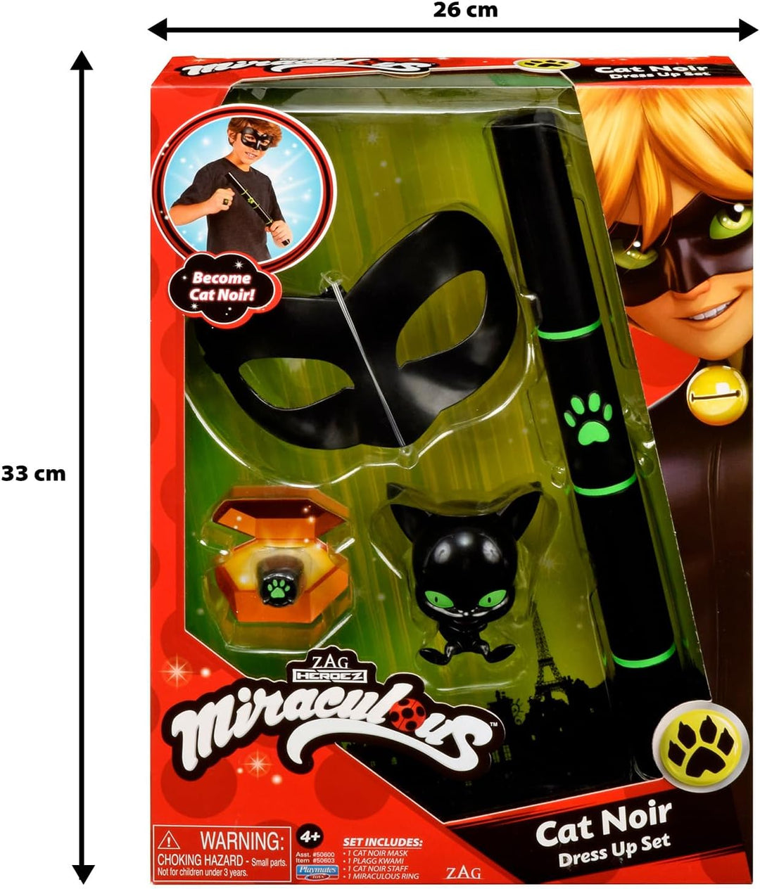 Bandai - Miraculous Ladybug - Verwandlungsset - Cat Noir - Superhelden-Kostüm und Accessoires - Kost