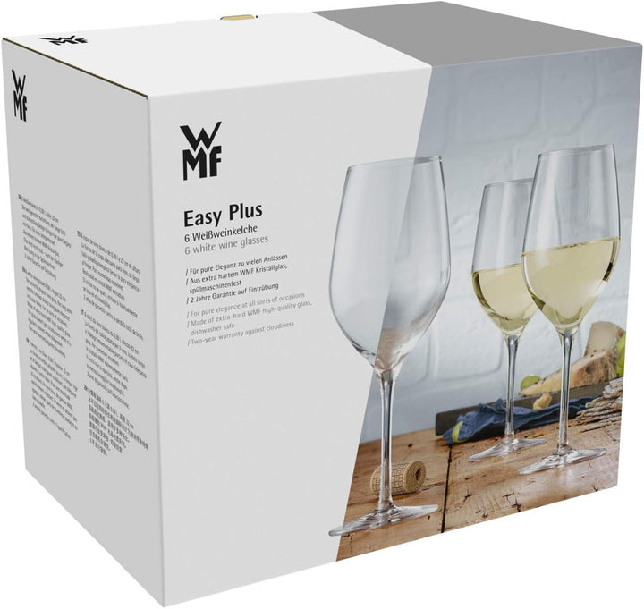 WMF Easy Plus Weingläser Weisswein 6er Set, Weinglas 390 ml, Kristallglas, spülmaschinenfest, transp