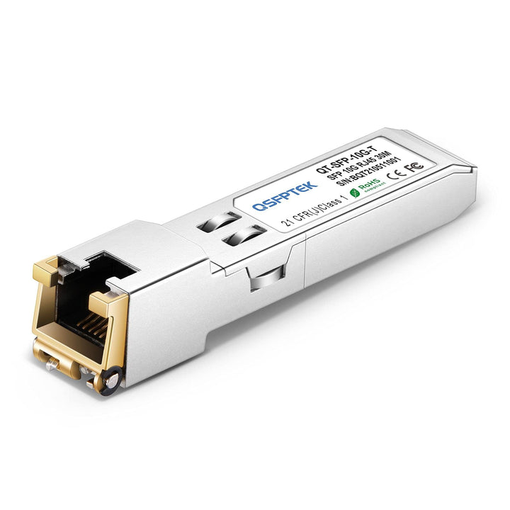 QSFPTEK 10G-T SFP+ Kupfer-RJ45-Modul, 10GbE Mini GBIC 10GBASE-T-Transceiver für Intel E10GSFPT (Cat6