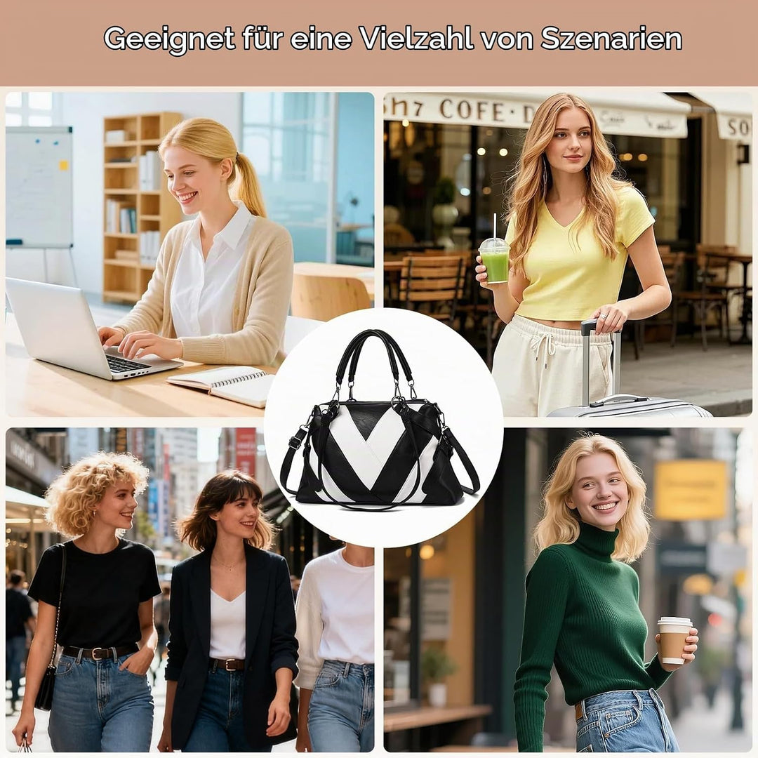 NICOLE &amp; DORIS Handtaschen für Damen Modern Henkeltasche Schultertasche Weiche PU Leder Umhängetasch