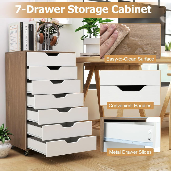 KOMFOTTEU Rollcontainer mit Schubladen, mobiler Aktenschrank Schubladenschrank mit Räder, Bürowagen