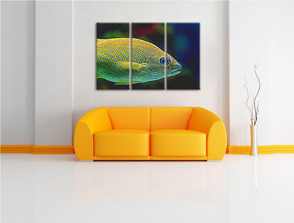 blaue Streifengunze Spezial 3-Teiler Leinwandbild 120x80 Bild auf Leinwand, XXL riesige Bilder ferti