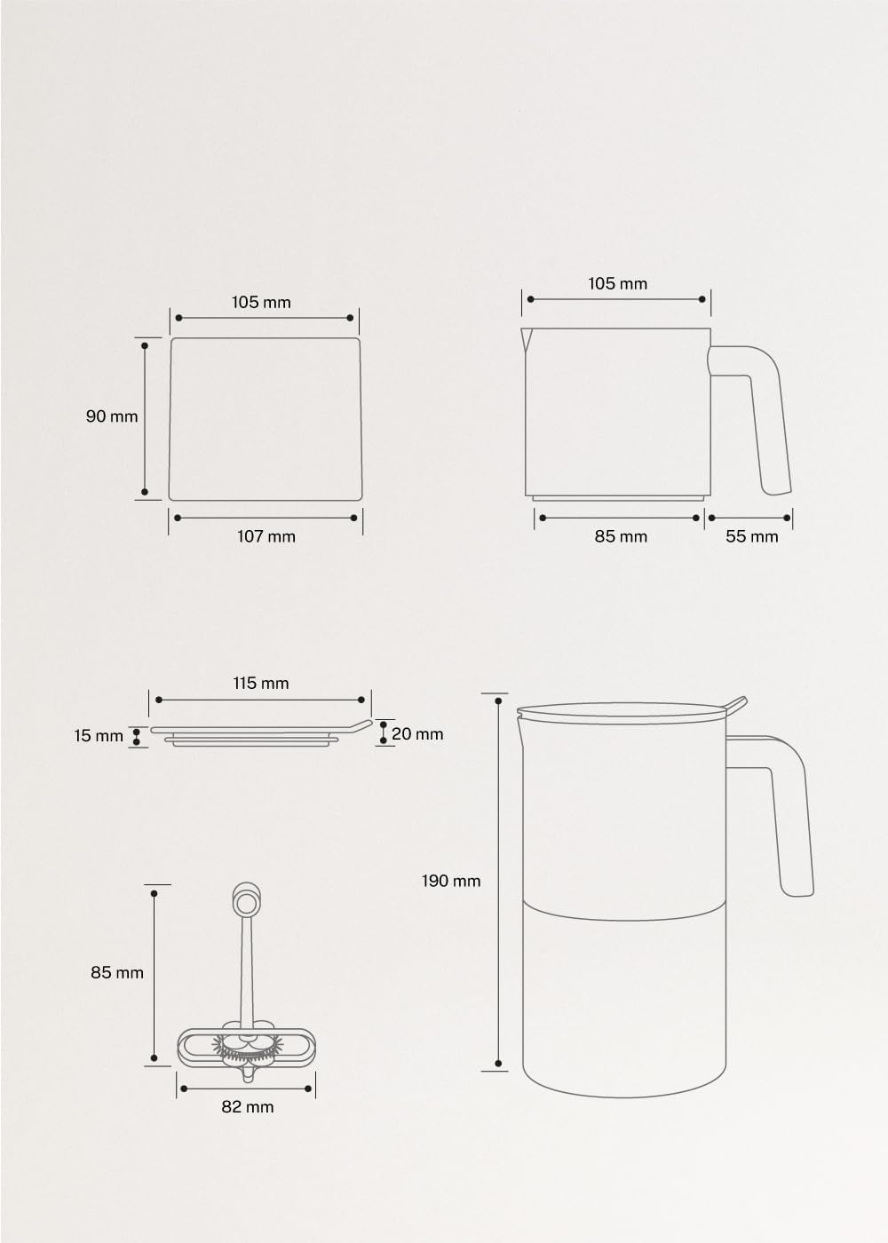 CREATE/MILK FROTHER STUDIO PRO/Elektrischer Milchaufschäumer Mokka/Spülmaschinenfest, Touchscreen, 4