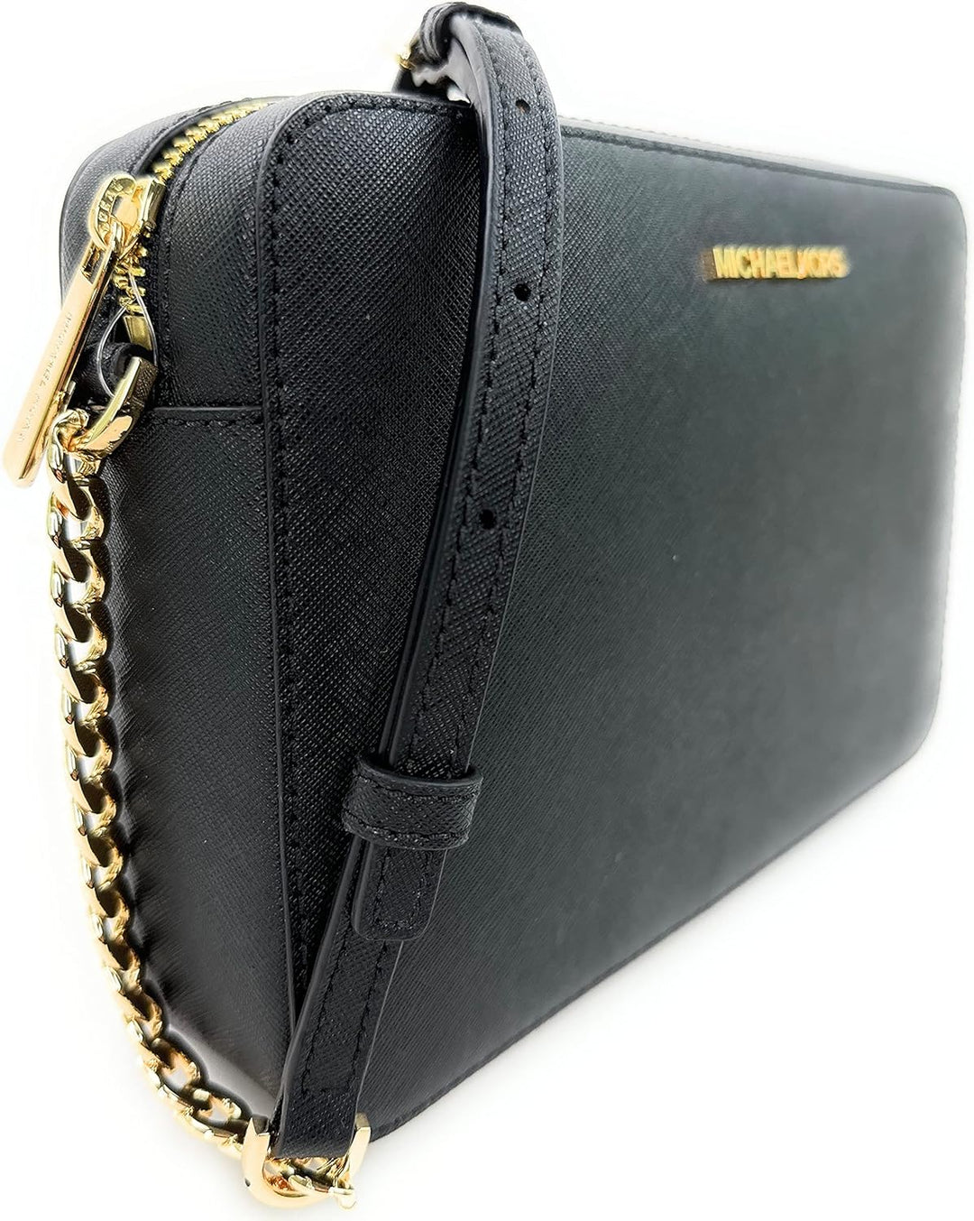 Michael Kors Damen Jet Set East West Crossbody Umhängetasche Schwarz/Gold, Schwarz/Gold