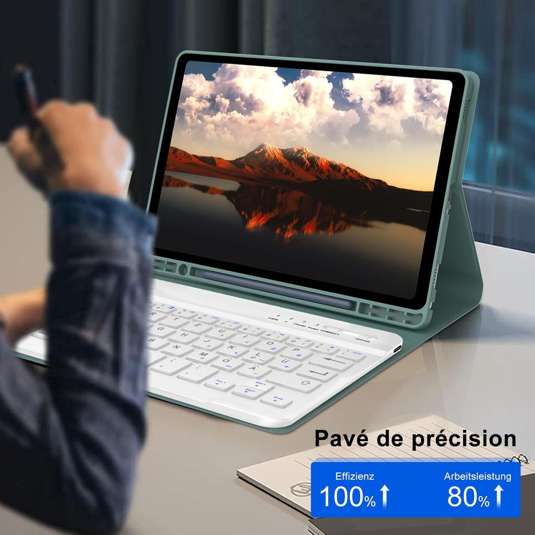 Tastatur Hülle für Samsung Galaxy Tab A9 8.7'' 2023, QWERTZ Deutsches Tastatur Magnetische Wireless
