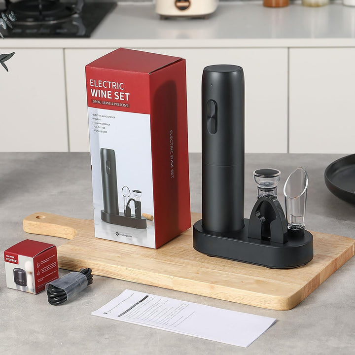 ZOYIDOUX 7-in-1 wiederaufladbares elektrisches Korkenzieher-Geschenkset, elektrischer Weinöffner mit