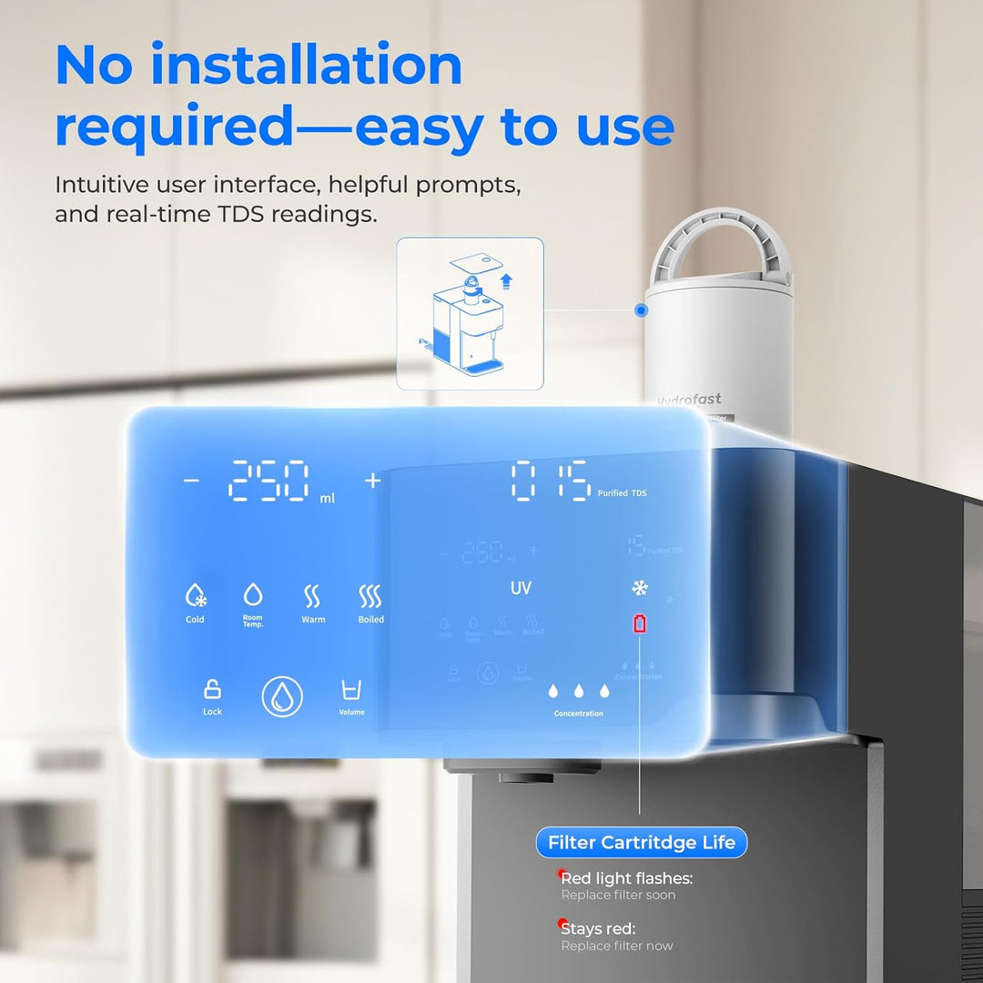 Osmoseanlage Wasserbar mit Wassersprudler, Auftisch Heisswasserspender & Eiswasserspender, 6-Stufen