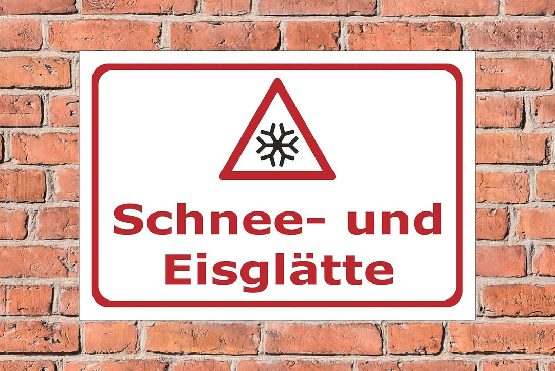 Schild Schnee- und Eisglätte - 45x30cm - 3mm Hartschaum – 20 VAR S00018-090-E 45x30cm – Hartschaumpl