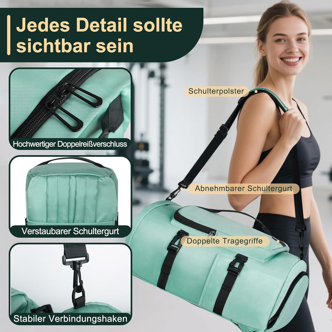 Sporttasche Herren, 30L Damen Sporttasche Rucksack, Klein Sportrucksack mit Schuhfach und Nassfach,