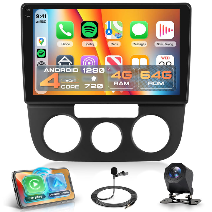 Rimoody 4G+64G Android Autoradio für VW Sagitar VW Jetta 2006-2010 Wireless Carplay Android Auto, 10