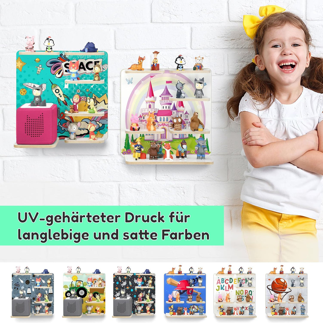 stadtecken Holzregal für Musikbox – Passend für Toniebox &amp; ca. 30 Tonies | Perfekte Aufbewahrung für