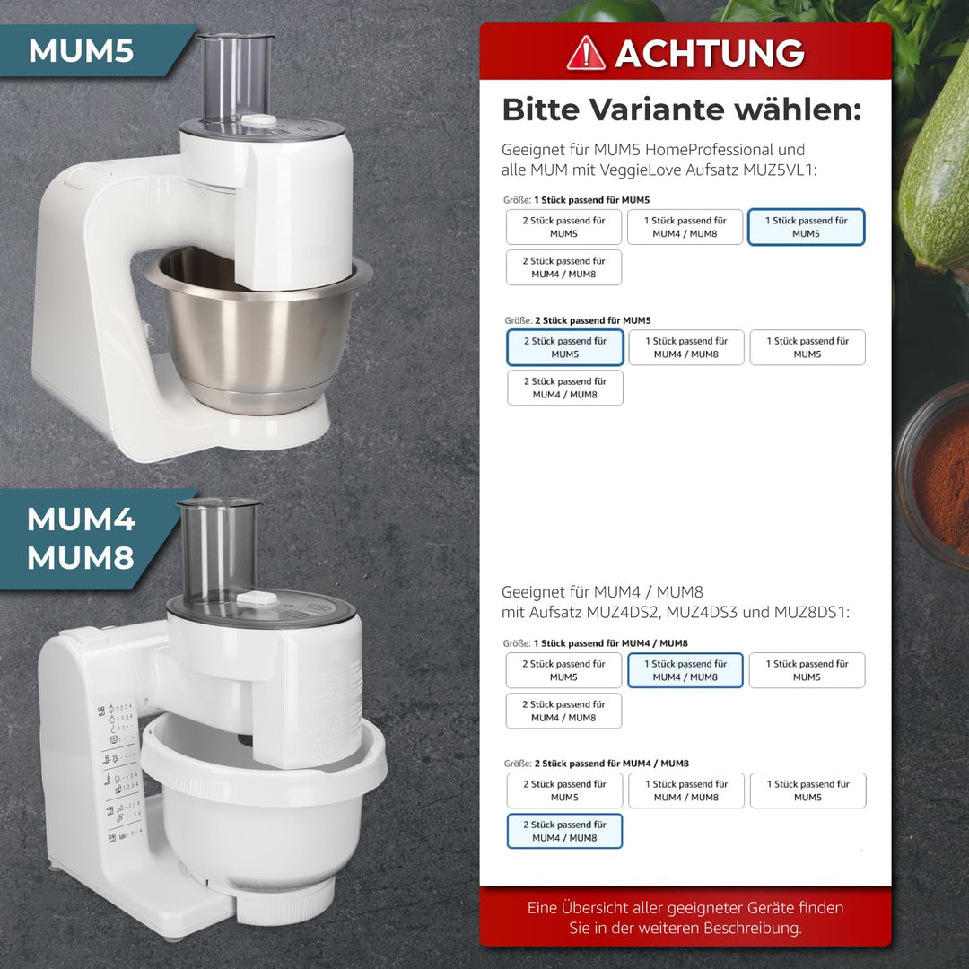 2x Mitnehmer Flügelrad kompatibel mit Bosch Durchlaufschnitzler I Ersatzteil für Küchenmaschine MUM4