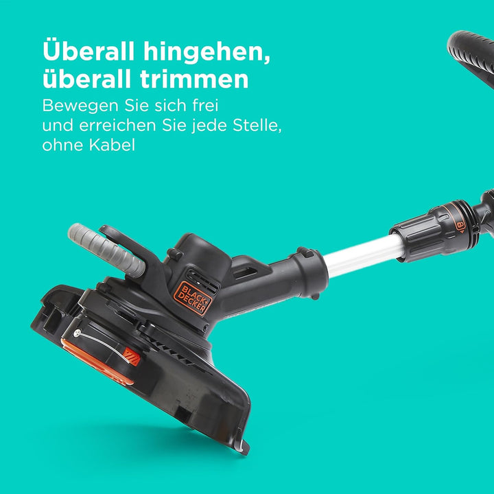 Black+Decker Akku-Rasentrimmer (18V 2,0Ah, 28 cm Schnittbreite, automatische Fadenverlängerung (AFS)
