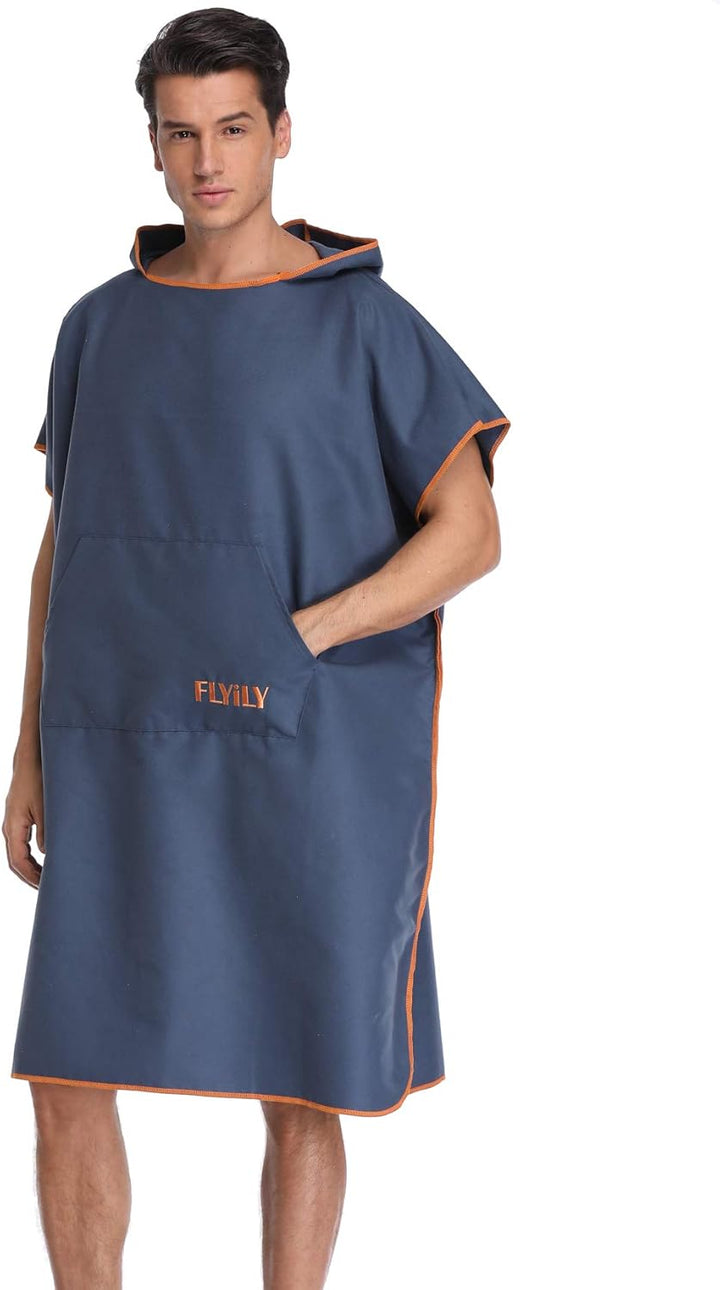 FLYILY Microfaser Surf Poncho Handtuch mit Kapuze Bademantel zum Schwimmen und Strand wechseln Einhe