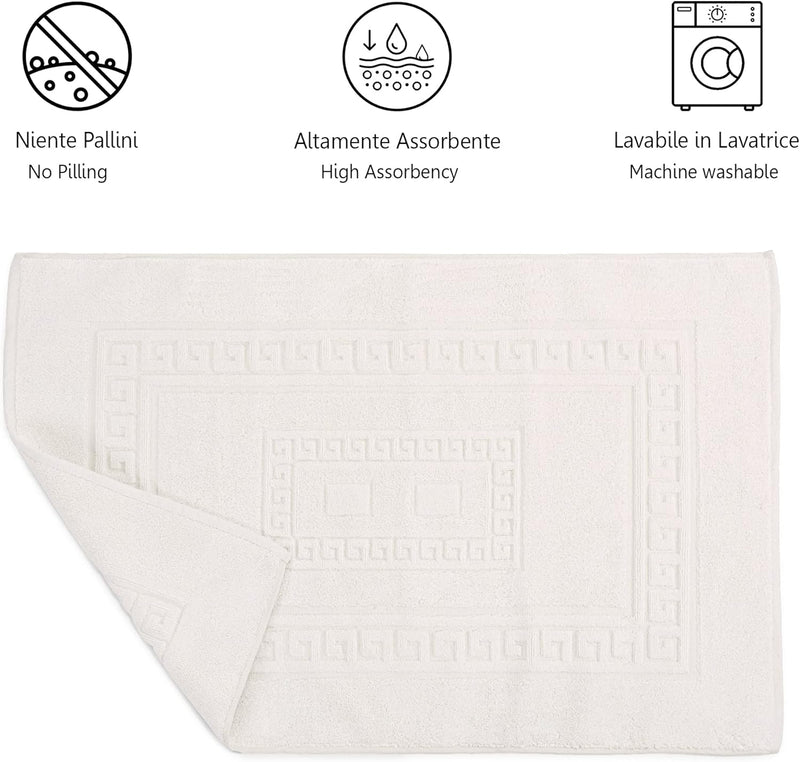 HomeLife Badezimmerteppich Weiss, 60X90 - Badematte saugstark - Maschinenwaschbarer Badteppich - Bad