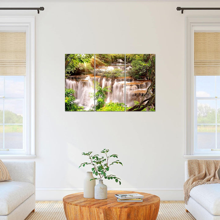 Runa Art Wandbilder Wasserfall Bild XXL Wohnzimmer Schlafzimmer Bunt Natur Landschaft 120 x 80 cm 3