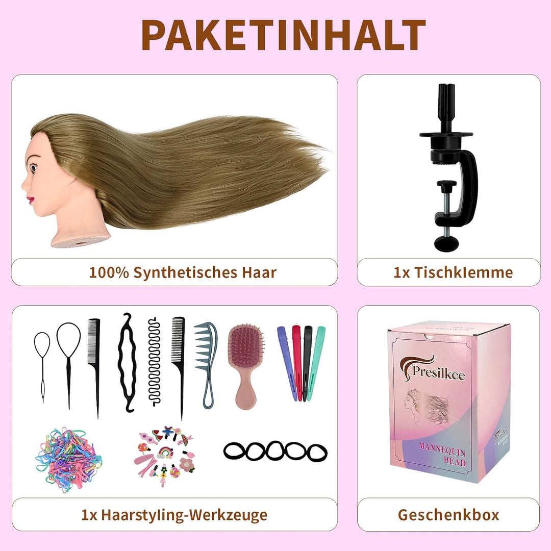 28" Frisierkopf Mit Synthetikfaser-Haar Trainingsköpfe Für Friseure Für Flecht Schneide Styling Übun