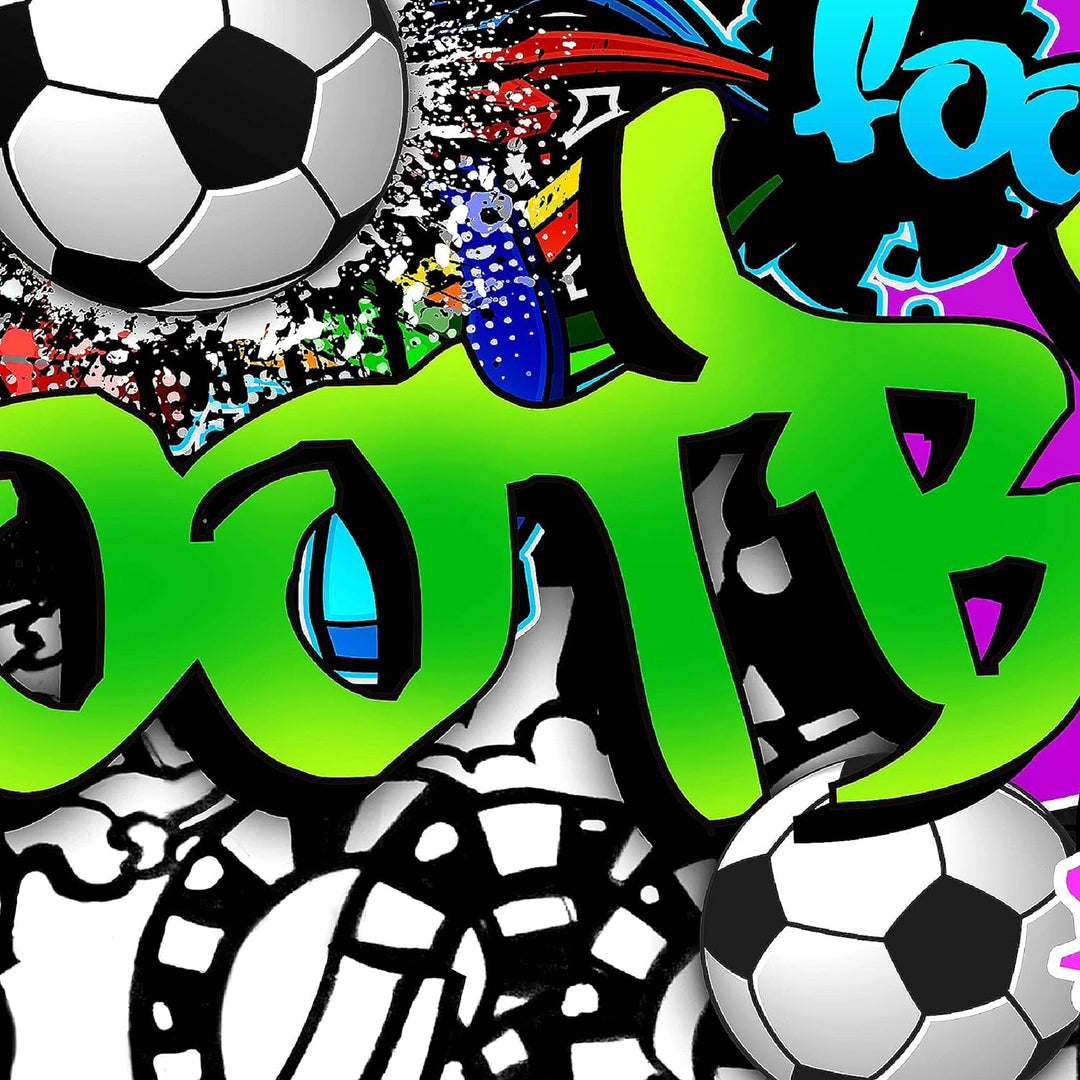 Runa Art Bild Modern Fussball Graffiti - Made in Germany - Wandbilder Street Art Bunt 4 Teilig 40264
