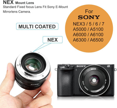 Meike 25mm F1.8 APS-C grosse Blende Weitwinkelobjektiv Manueller Fokusobjektiv Kompatibel mit Sony E