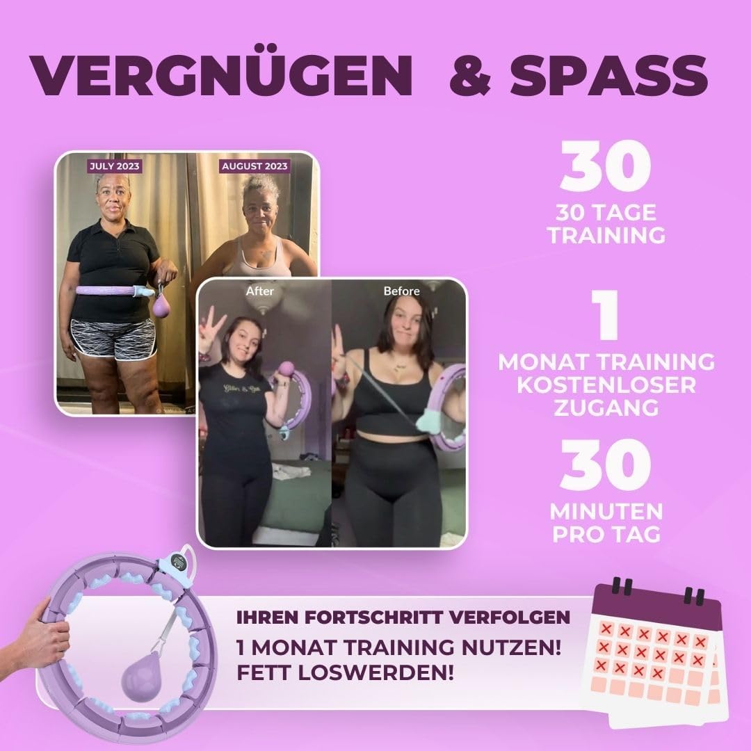 Swiss Activa+ Smart Hula Hoop mit Zähler- Hula Hoop der Nicht runter fällt - Smart Hula Hoop Reifen