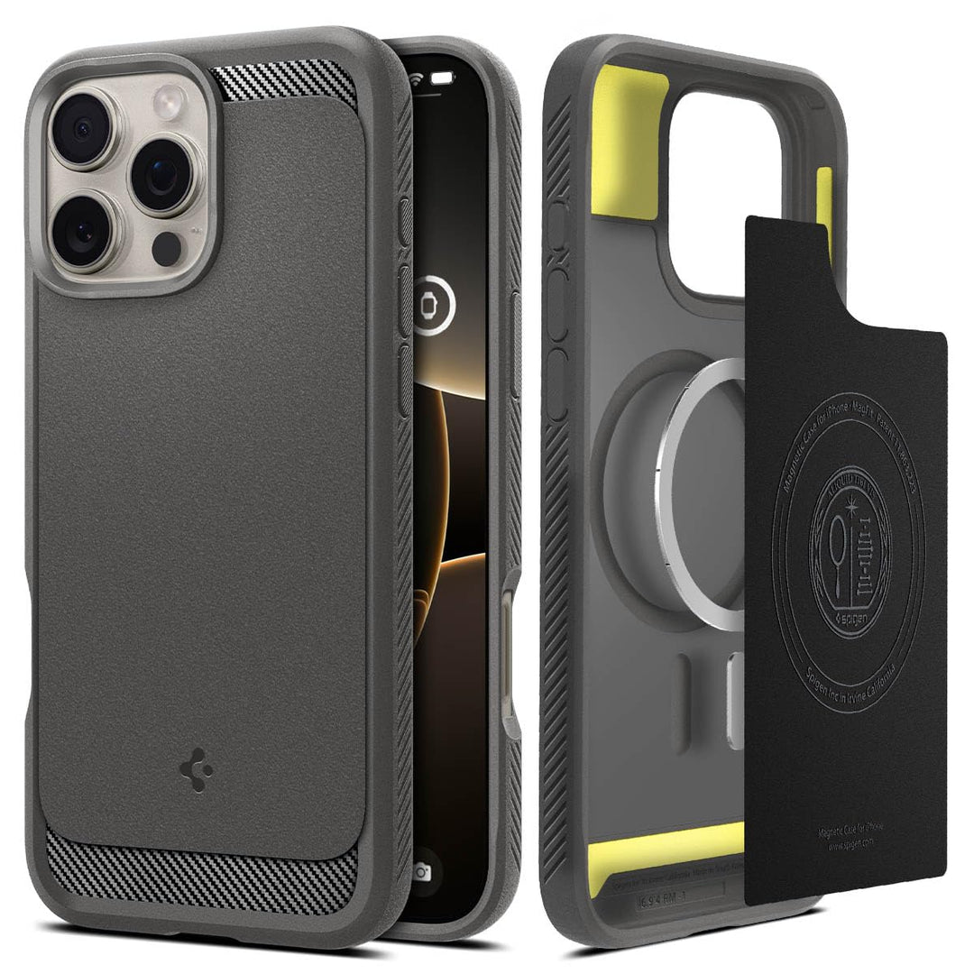 Spigen Rugged Armor MagFit Hülle für iPhone 16 Pro Max, Kompatibel mit MagSafe Zubehör -Grau Gray, G